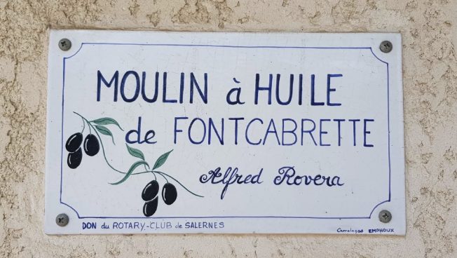 Plaque « Moulin à huile de Fontcabrette, Alfred Rovera »